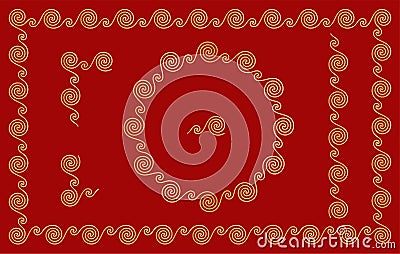 Chinese traditional ornaments. Set seamless elements. Vector Vector Illustration